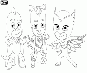 Colorear Equipo de superhéroes de PJ Masks