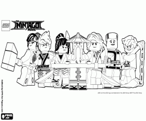 Colorear Equipo ninja con Wu, Lego Ninjago