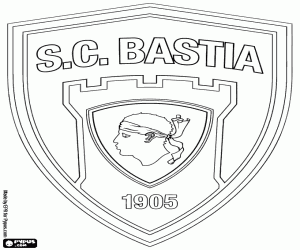 Colorear Escudo de SC Bastia, 