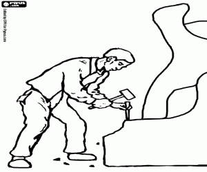 Colorear El escultor esculpe la piedra