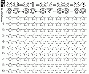 Colorear Estrellas para contar de 80 a 89