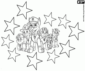 Colorear Estrellas y perros de Paw Patrol