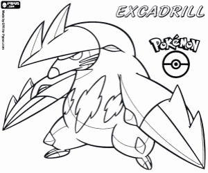 Colorear Excadrill,un pokemon subterraneo