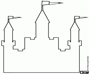 Colorear Fachada de un castillo, contorno