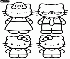 Colorear La familia de Hello Kitty