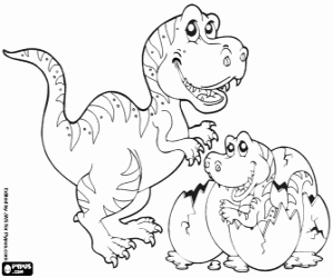 Colorear Familia de Tiranosaurio Rex