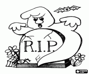 Colorear Un fantasma en el cementerio