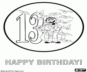 Colorear Felicitación de 13 años, Draco