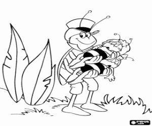 Colorear Flip con Maya y Willi en brazos