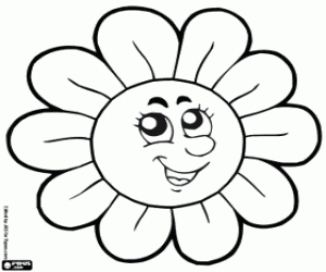 Colorear Una flor sonriente