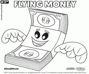 Colorear Flying Money, un emoji del filme