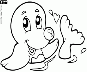 Colorear Una foca en el agua