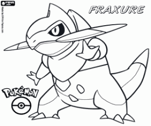 Colorear Fraxure, un dragón Pokémon
