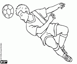 Colorear Futbolista remata balón d cabeza