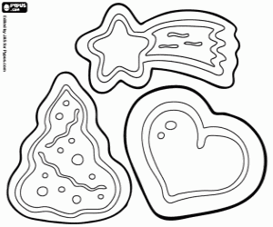 Colorear Galletas: estrella,árbol,corazón