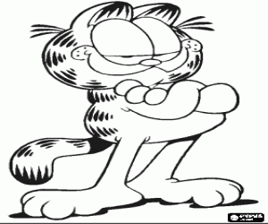 Colorear Garfield con los brazos cruzados