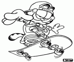 Colorear Garfield como un skater