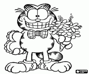 Colorear Garfield el día de San Valentín