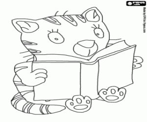 Colorear El gatito Puss y el libro