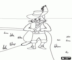 Colorear El gato con las botas y la bolsa