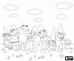 Colorear Gnomeo y Julieta, los personajes