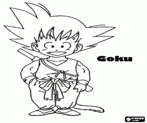 Colorear Goku, el niño guerrero Saiyan
