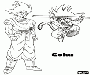 Colorear Goku, protagonista, niño y joven