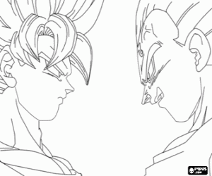 Colorear Goku y Vegeta, cara a cara