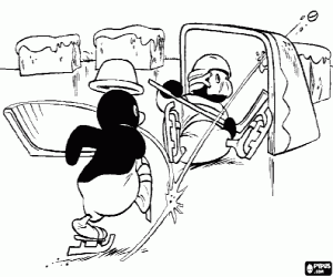Colorear El gol de Pingu en hockey hielo