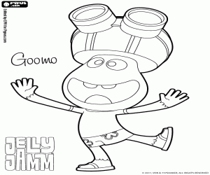 Colorear Goomo,un niño alegre de JellyJam