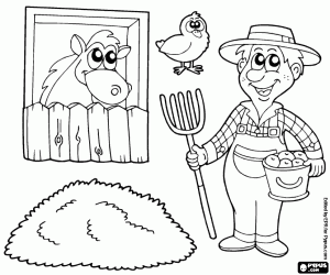 Colorear El granjero en la granja