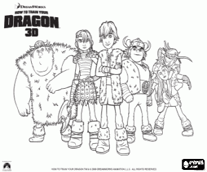 Colorear Grupo de los niños vikingos