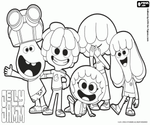 Colorear Grupo de protagonistas JellyJamm