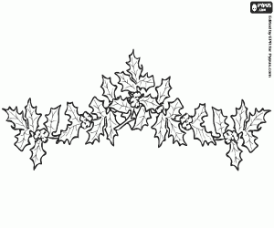 Colorear Guirnalda con ramas de acebo