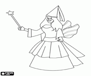 Colorear Hada con un largo vestido 