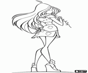 Colorear La hada Flora con una flor