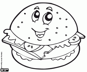 Colorear Un hamburger sonriente