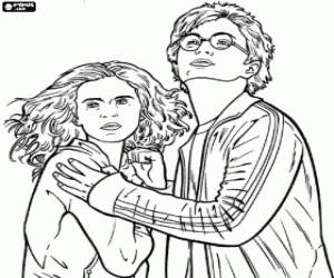 Colorear Harry y Hermione en peligro