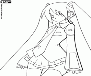 Colorear Hatsune Miku, Vocaloid