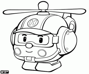 Colorear El helicóptero de Robocar Poli