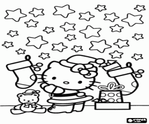 Colorear Hello Kitty en Navidad 