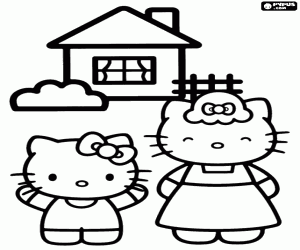 Colorear Hello Kitty con su madre