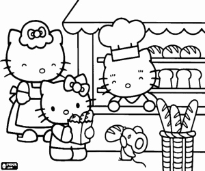 Colorear Hello Kitty en la panadería
