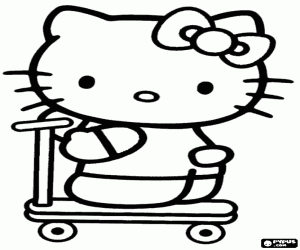 Colorear Hello Kitty en patinete
