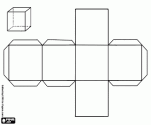 Colorear Hexaedro, poliedro de seis caras