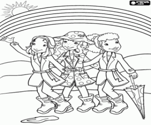 Colorear Holly Hobbie y el arcoiris