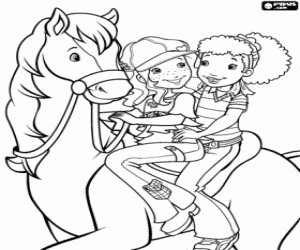 Colorear Holly Hobbie y Carrie a caballo
