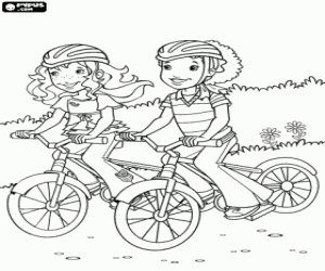 Colorear Holly y Carrie con mountain bike
