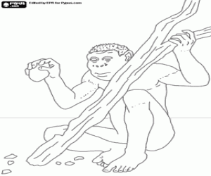Colorear Hombre con herramienta de piedra