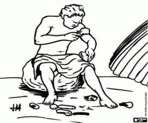 Colorear Hombre con herramientas d piedra